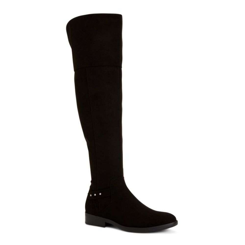 STYLE & COMPANY Womens Black Studded Round Toe Stacked Heel Zip-Up Boots 7.5